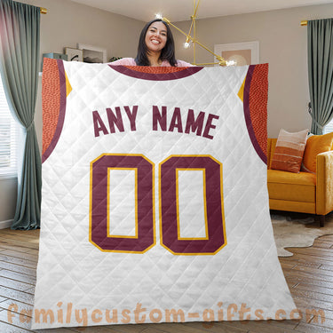 Custom Premium Quilt Blanket Cleveland Jersey Basketball Personalized Quilt Gifts for Her & Him